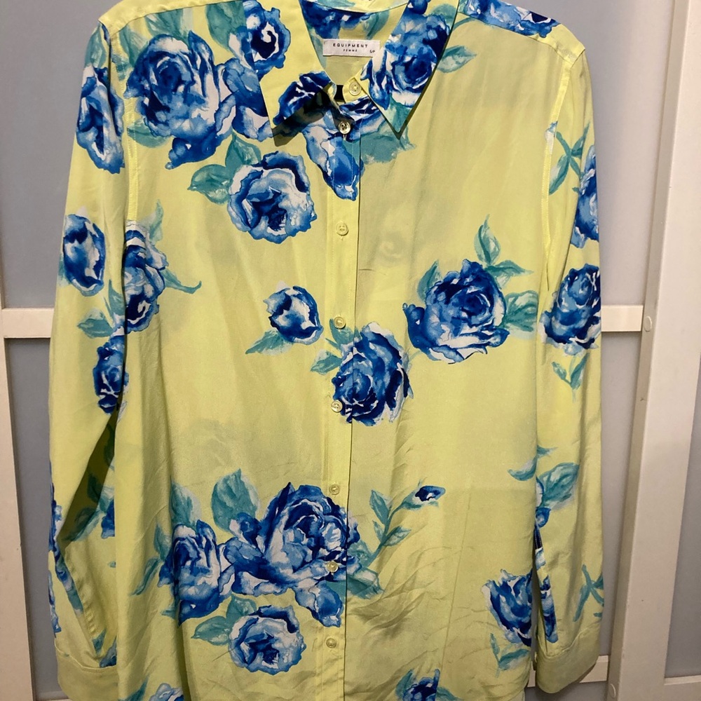 Equipment Yellow & Blue Floral Button Down Shirt (Sm/Med) - Picture 4 of 8